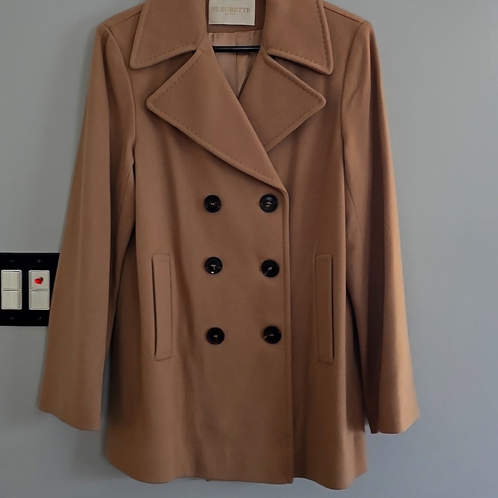 Fleurette Loro Piana Camel Wool Pea Coat